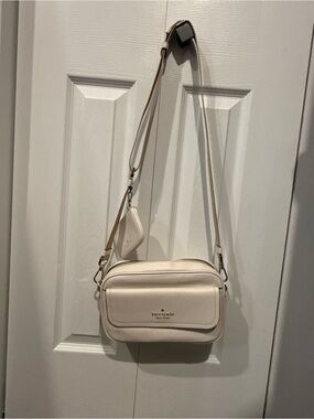 kate spade cream pebble leather crossbody camera bag with pouch